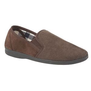 Sleepers Mens Harry Memory Foam Twin Gusset Slippers / Brown